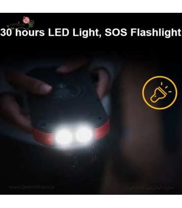 پاوربانک خورشیدی ایشاین 30000 میلی آمپر ایشاین مدل EShine ES983S همراه با شارژ وایرلس پنل خورشیدی و چراغقوه بسیار قوی
