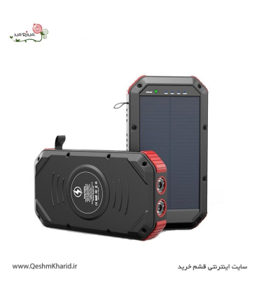 پاوربانک خورشیدی ایشاین 30000 میلی آمپر ایشاین مدل EShine ES983S همراه با شارژ وایرلس پنل خورشیدی و چراغقوه بسیار قوی