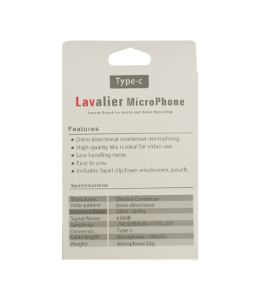 میکروفون یقه ای لاوالیر مدل Type c برند LAVALIER