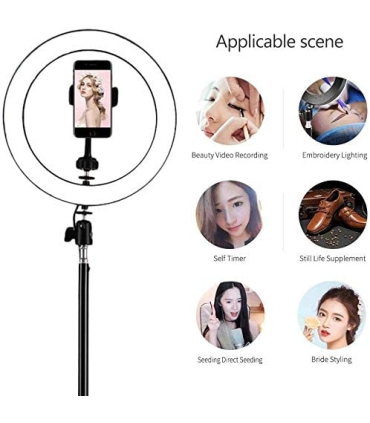 رینگ لایت 10 اینچی + سه پایه قابل تعویض مدل 10 Selfie Ring Light with 210CM Long Tripod Stand & Cell Phone Holder