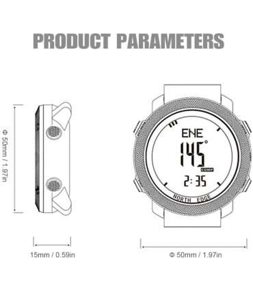 ساعت ضد آب مردانه مدل Men's Outdoor Digital Sports Watch with Altimeter Barometer Compass World Time 50M Waterproof Pedometer Wr