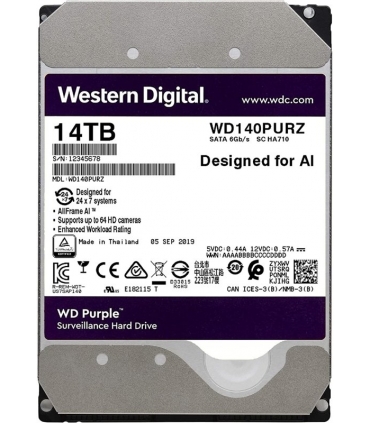 هارددیسک اینترنال وسترن دیجیتال ظرفیت 14 ترابایت WD Purple 14TB Surveillance Hard Drive - 7200 RPM Class, SATA 6 Gb/s, 512 MB Ca