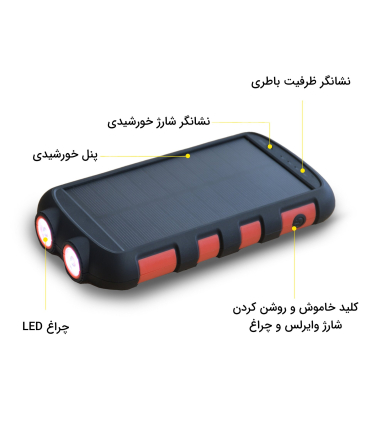 پاوربانک خورشیدی 20000 میلی‌آمپر مدل ES965S برند ESHINE
