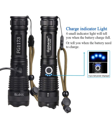 چراغ قوه گاربریل با باتری 5000 لومنس مدل LED XHP70 برند Garberiel 