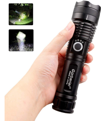 چراغ قوه گاربریل با باتری 5000 لومنس مدل LED XHP70 برند Garberiel 
