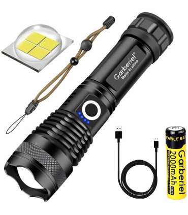 چراغ قوه گاربریل با باتری 5000 لومنس مدل LED XHP70 برند Garberiel 
