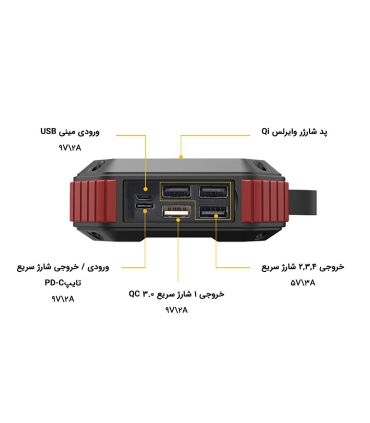 پاوربانک خورشیدی 30000 میلی آمپر ایشاین مدل ES983S برند ESHINE