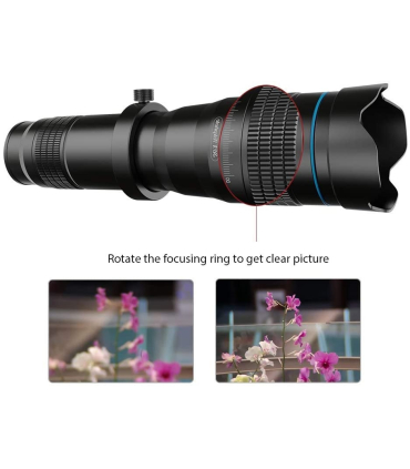 لنز عکاسی اپکسل برای تلفن همراه با سه پایه مدل  36x HD Telephoto Lens with Tripod برند Apexel