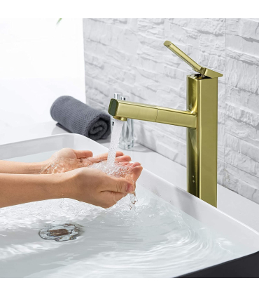 شیرآلات سینک ظرفشویی تک حفره ای با سمپاش بیرون کش مدل KAIYING Bathroom Pull Down Vessel Sink Faucet