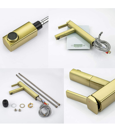شیرآلات سینک ظرفشویی تک حفره ای با سمپاش بیرون کش مدل KAIYING Bathroom Pull Down Vessel Sink Faucet