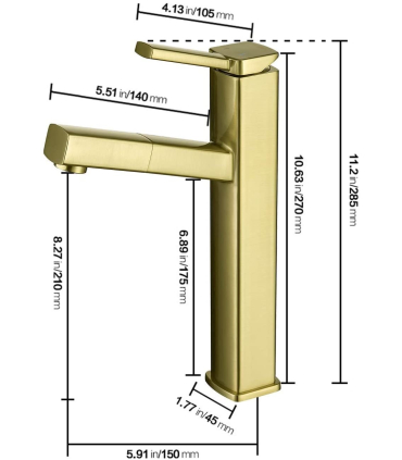 شیرآلات سینک ظرفشویی تک حفره ای با سمپاش بیرون کش مدل KAIYING Bathroom Pull Down Vessel Sink Faucet
