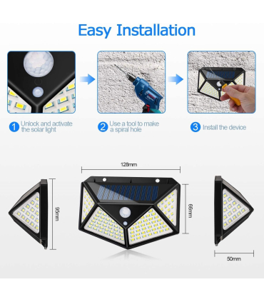 چراغ LED ضد آب با سنسور مدل ADDCOOL Solar Light Outdoor 100 LED Waterproof Security Wall Night Light