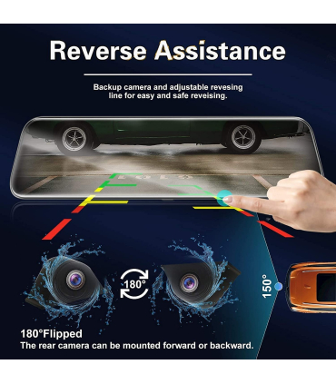 دوربین پشتی ضد آب دید در شب پیشرفته با سنسور سونی GPS مدل WOLFBOX G840H 12' 2.5K Mirror Dash Cam Dvr for 1440P Front and 1080P