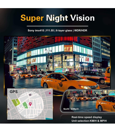 دوربین پشتی ضد آب دید در شب پیشرفته با سنسور سونی GPS مدل WOLFBOX G840H 12' 2.5K Mirror Dash Cam Dvr for 1440P Front and 1080P