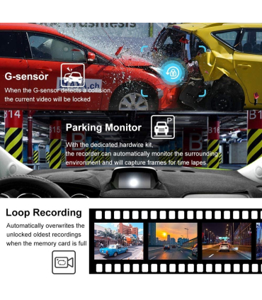 دوربین اتومبیل مدل WOLFBOX REDTIGER Mini Dash Cam 4K Car Camera with Built-in WiFi GPS Front 4K/2.5K and Rear 1080P Dual