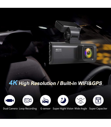 دوربین اتومبیل مدل WOLFBOX REDTIGER Mini Dash Cam 4K Car Camera with Built-in WiFi GPS Front 4K/2.5K and Rear 1080P Dual