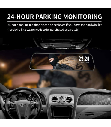 دوربین پشتی اتومبیل مدل WOLFBOX G840S 12' Mirror Dash Cam Backup Camera 1296P Dual Lens Smart Rear View Mirror Camera