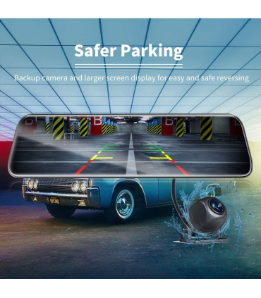 دوربین پشتی اتومبیل مدل WOLFBOX G840S 12' Mirror Dash Cam Backup Camera 1296P Dual Lens Smart Rear View Mirror Camera