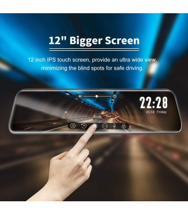 دوربین پشتی اتومبیل مدل WOLFBOX G840S 12' Mirror Dash Cam Backup Camera 1296P Dual Lens Smart Rear View Mirror Camera