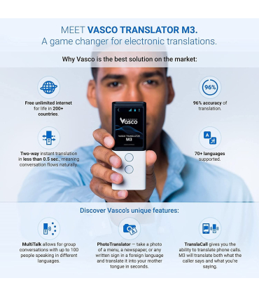 دستگاه مترجم واسکو ام3 مترجم زبان دو طرفه قابل حمل مدل  Translator Device برند Vasco M3