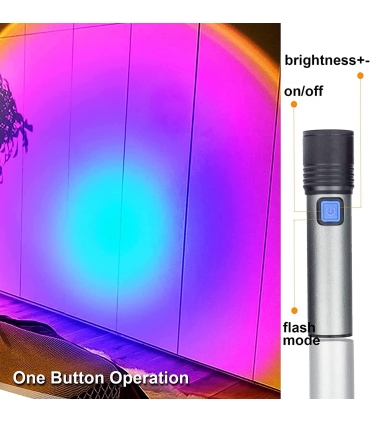 لامپ پروژکتور رنگین کمان - چراغ قوه LED قابل شارژ Rainbow Projection Lamp Rechargeable LED Flashlight for Women