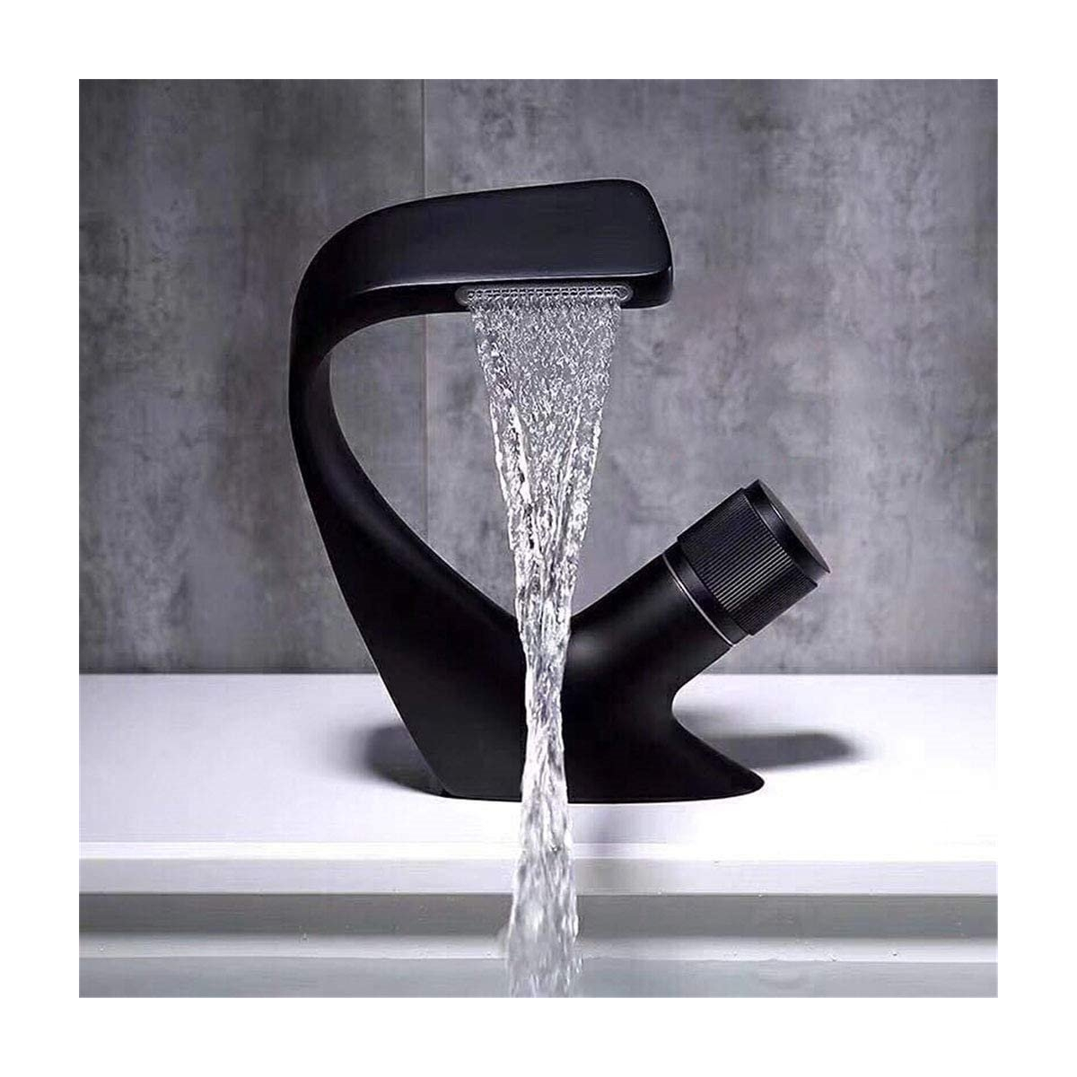 شیر آب ظرفشویی - سینک حمام JUCOO Black Faucet Bathroom Sink Faucets Hot Cold Water Mixer Crane Deck Mounted