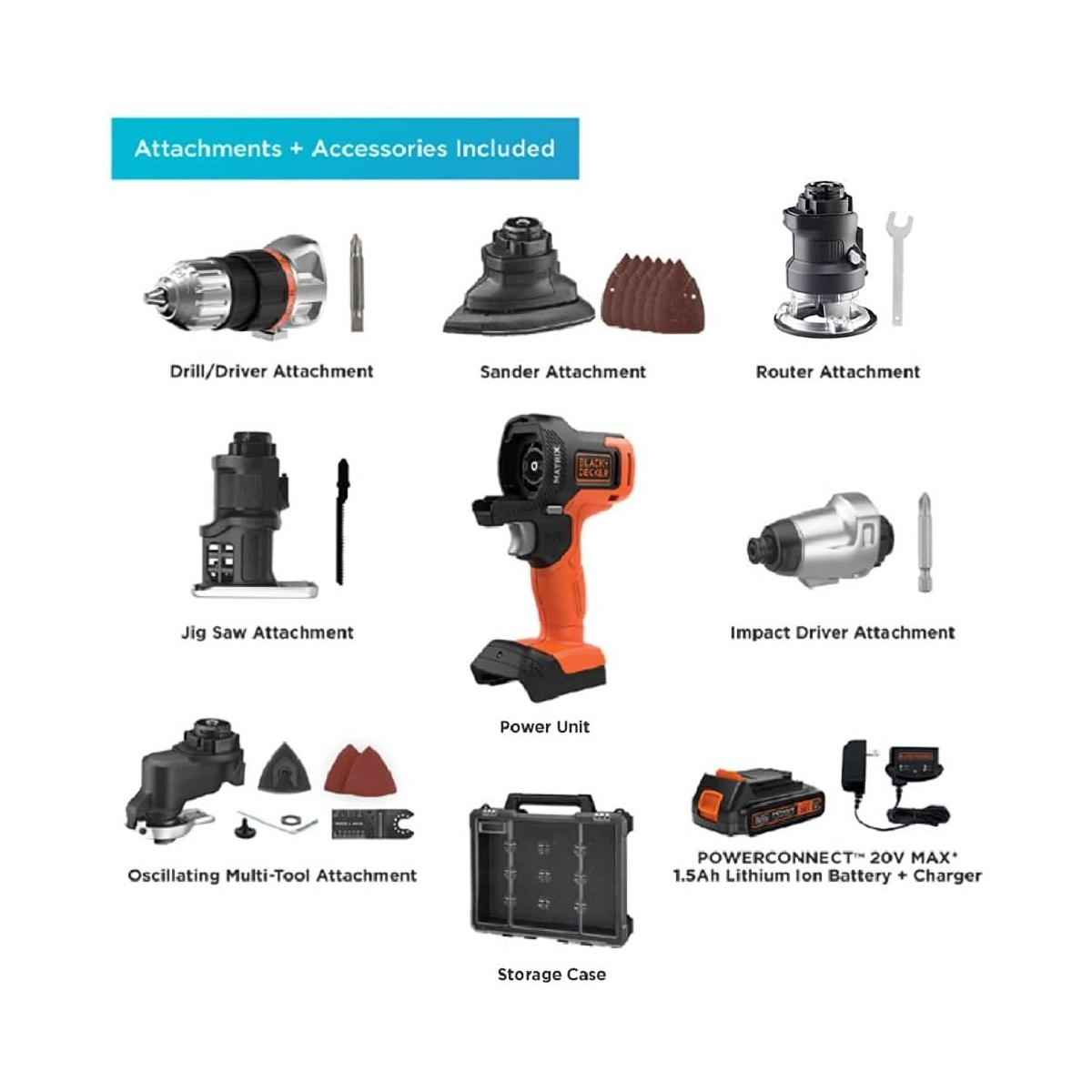 BLACK DECKER Cordless Drill Combo Kit with Case 6 Tool