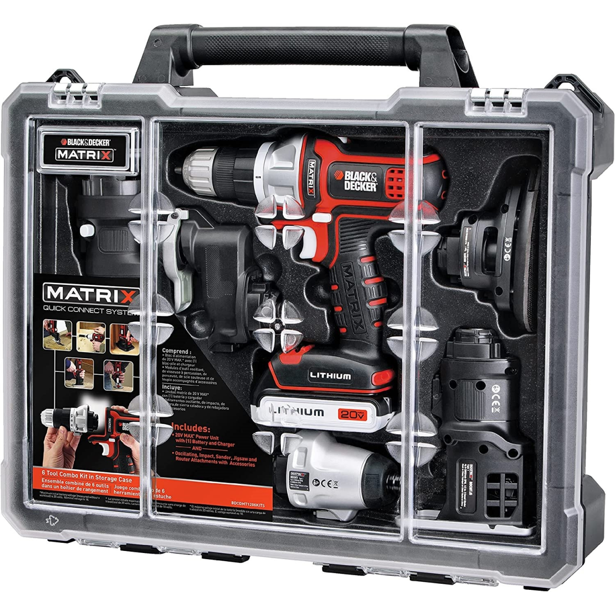 BLACK DECKER Cordless Drill Combo Kit with Case 6 Tool