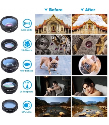 پک لنز موبایل10 عددی اپکسل مدل APL-DG10 لنز زاویه دار و لنز ماکرو + لنز چشم ماهی Apexel 10 in 1 