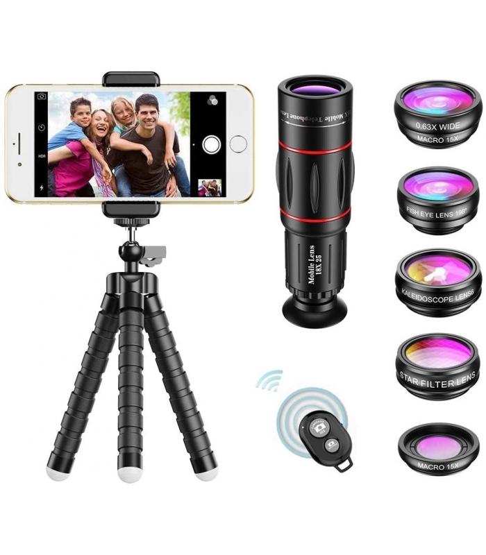 لنز دوربین APEXEL با لنز تله فوتو 18x Fisheye مدل APEXEL Phone Camera Lens with 18x Telephoto Lens Fisheye,Macro/Wide Angle Lens