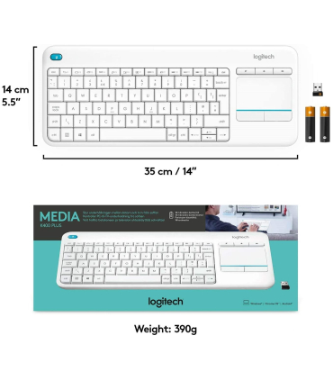 کلیدهای چند رسانه ای قابل تنظیم Logitech Plus Wireless Livingroom Keyboard with Touchpad - زمان تحویل 3 تا 4 هفته کاری