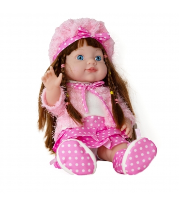 عروسک نوزاد دختر کلاه دار همراه با آهنگ فارسی کد 03