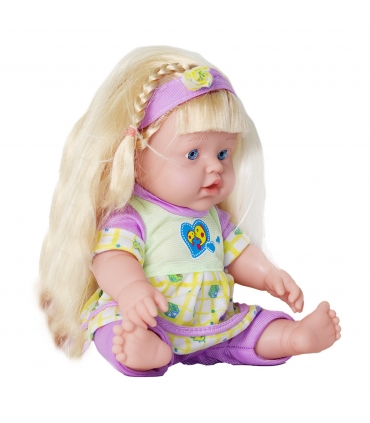 عروسک دختر طرح نوزاد با موهای طلایی کد 010
