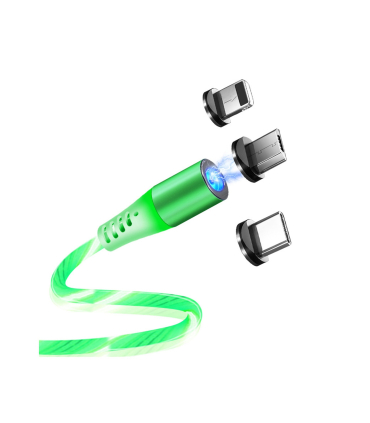 کابل شارژ مگنتی گرین پورت مدل M1A3 GR برند GreenPort همراه با سری تایپ C + آیفون + میکرو