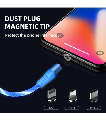 کابل شارژ مگنتی گرین پورت مدل M1A3 GR برند GreenPort همراه با سری تایپ C + آیفون + میکرو