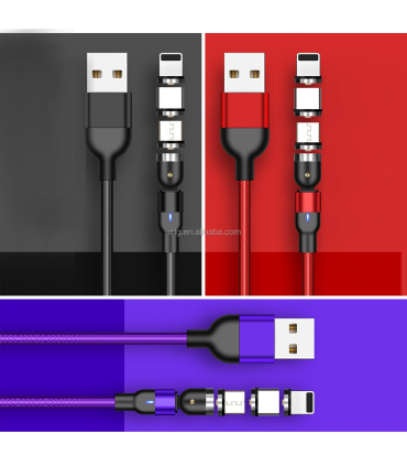 کابل شارژ مگنتی گرین پورت مدل M1A6 PU برند GreenPort همراه با سری تایپ C + آیفون + میکرو