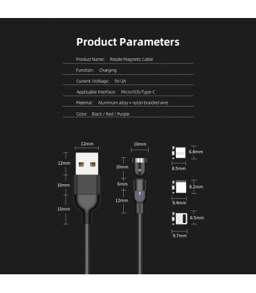 کابل شارژ مگنتی گرین پورت مدل M1A6 PU برند GreenPort همراه با سری تایپ C + آیفون + میکرو