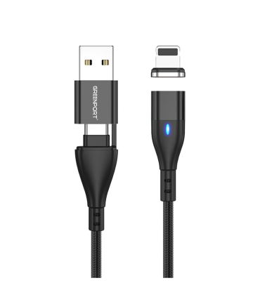 کابل فست شارژ با 3 کانکتور Lightning - Type-c - Micro-USB - چرخش 360 درجه مغناطیسی - خروجی انتقال داده - 6 حالت شارژ A02M11