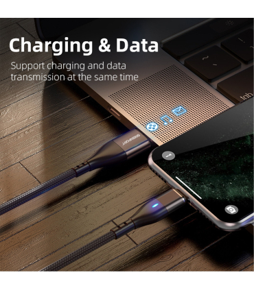 کابل فست شارژ با 3 کانکتور Lightning - Type-c - Micro-USB - چرخش 360 درجه مغناطیسی - خروجی انتقال داده - 6 حالت شارژ A02M11