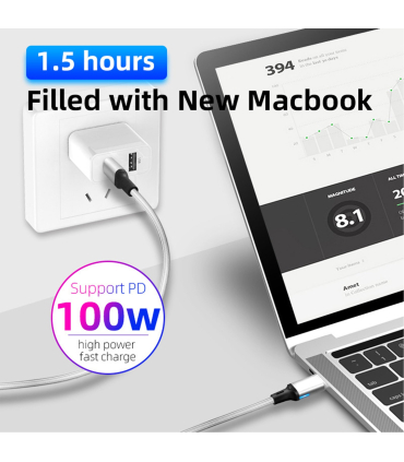 کابل شارژ مگنتی تایپ سی 100 وات گرین پورت مدل GEN11 برند GreenPort