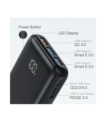 پاوربانک فست شارژ چارمست با ظرفیت 23800 میلی آمپر 18 وات برند Charmast