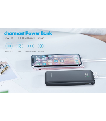 پاوربانک فست شارژ چارمست با ظرفیت 23800 میلی آمپر 18 وات برند Charmast