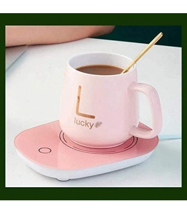 ماگ حرارتی مدل Lucky Portable Coffee Cup Warmer Heater Set Heat Heating Cup Pad Ceramics Mug Thermostatic Electric