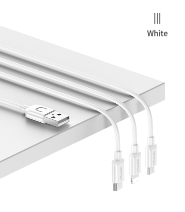 کابل شارژ چندراه یوسمز 1.2m مدل US-SJ324 3IN1 WH برند Usams