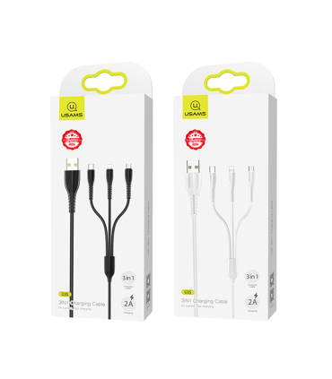 کابل شارژ چندراه یوسمز 1M مدل US-SJ367 3IN1 WH برند Usams