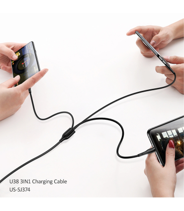 کابل شارژ چندراه یوسمز 1m مدل US-SJ374 3IN1 BK برند Usams