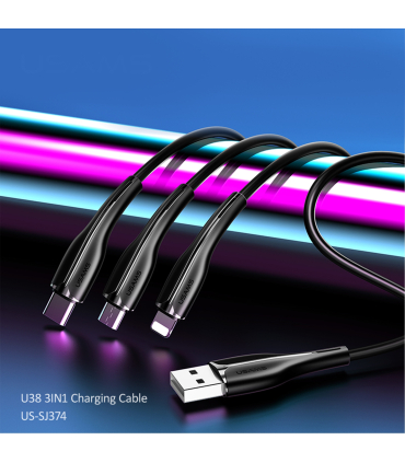 کابل شارژ چندراه یوسمز 1m مدل US-SJ374 3IN1 BK برند Usams