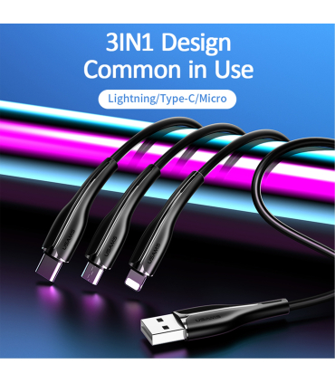 کابل شارژ چندراه یوسمز 1m مدل US-SJ374 3IN1 BK برند Usams