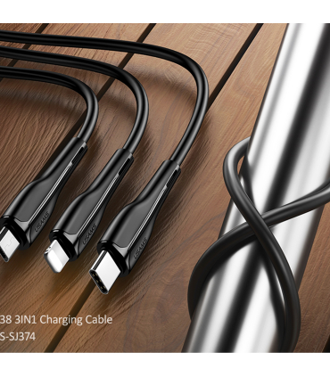 کابل شارژ چندراه یوسمز 1m مدل US-SJ374 3IN1 BK برند Usams