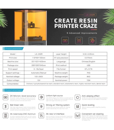 پرینتر سه بعدی کریلیتی مدل LD-002R LCD  برند Creality 